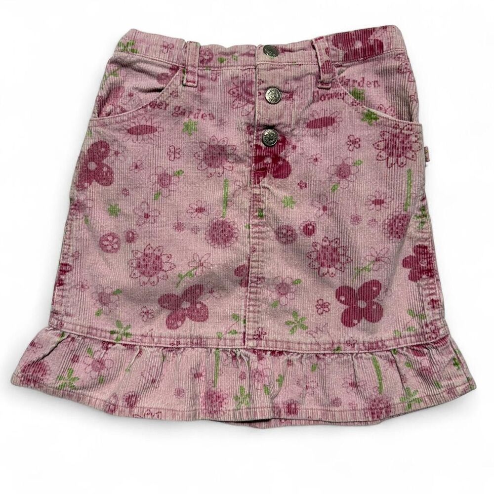 JK Kids Gear Girls Pink Flower Garden Corduroy Ruffle Skirt Size 6